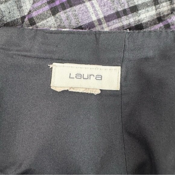 Laura skirt pencil plaid stripes Elegant Plaid Pencil Skirt in Purple and Gray - Picture 9 of 11